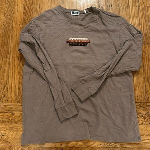 Kith Embroidered Logo Longsleeve Tee - Brown - Size Medium